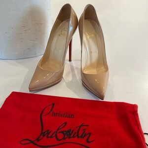 Christian Louboutin Pigalle Plato 120 Patent Calf Nude Size 7.5